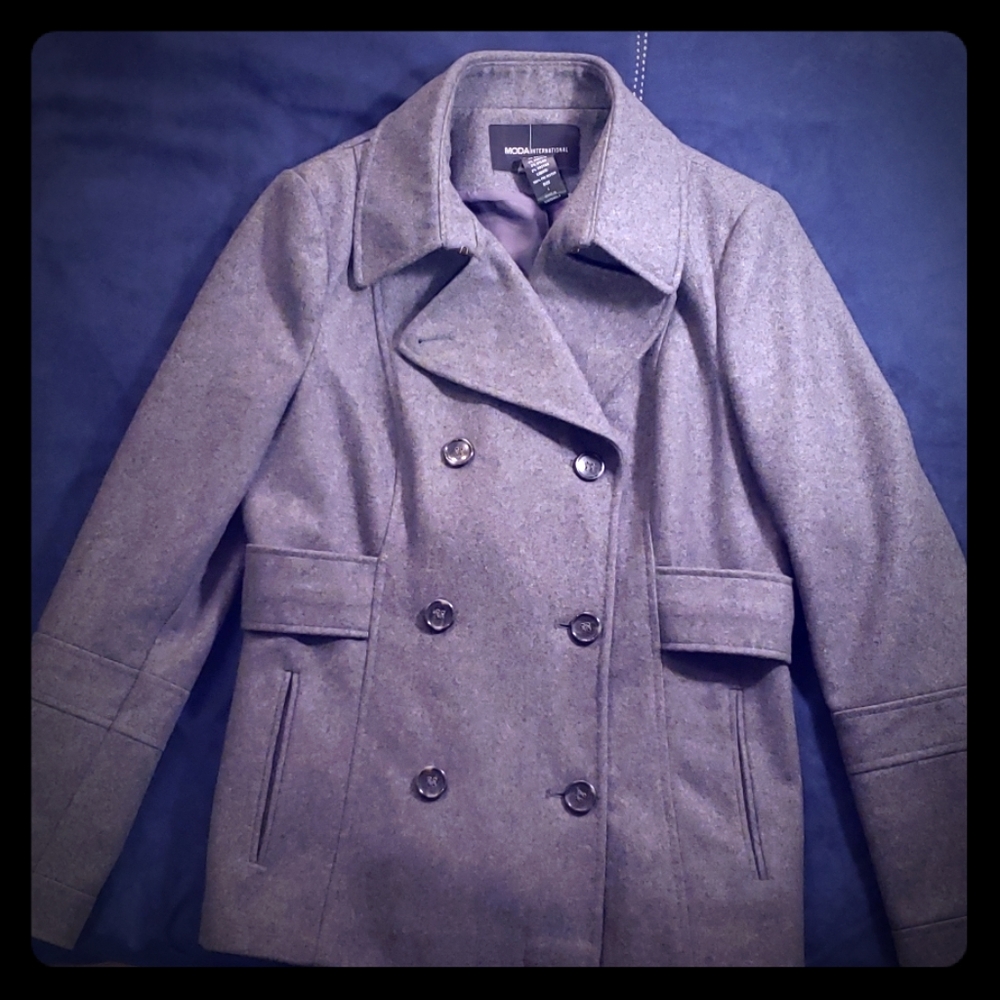 Moda International Large Gray Pea Coat